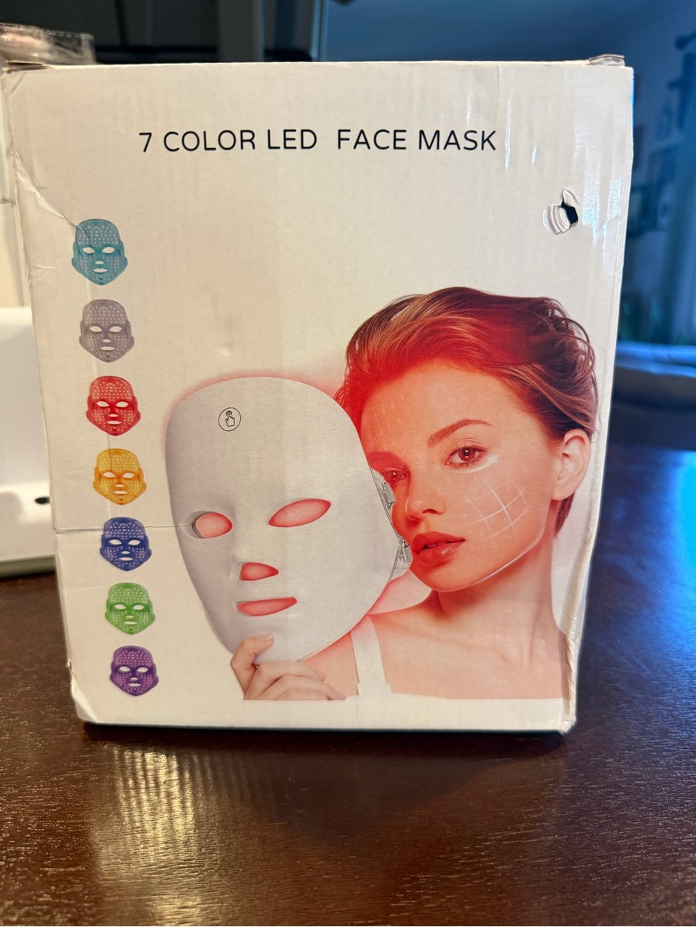 7-Color LED Therapy Face Mask for Women - White